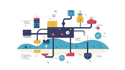 Naklejka premium customer journey flat design side view user experience animation Triadic Color Scheme 
