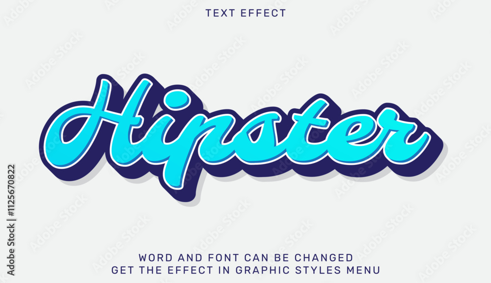 Poster hipster text effect template in 3d style
