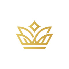 Gold luxury crown logo icon design vector illustration