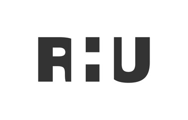 RHU logo design. Initial letter R H U bold font style for tech startups, consulting, corporate branding. Creative company name, headlines typography identity, trendy logotype.