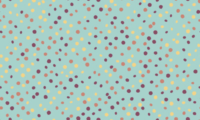 Seamless dotted pattern with colorful circles, ideal for textile fabrics, wallpaper, or abstract backgrounds. A trendy geometric design for creative decor.
