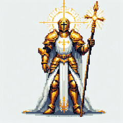 Fototapeta premium Pixel art templar knight