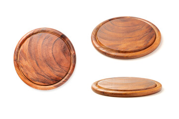 set of Empty wooden plate (Pizza board ) isolated on white background