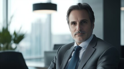 Man wearing a suit and tie sits in front of a window