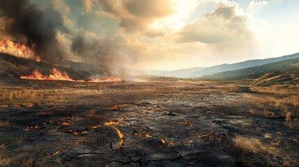 Wildfire devastation forest landscape photography drought conditions aerial view environmental impact