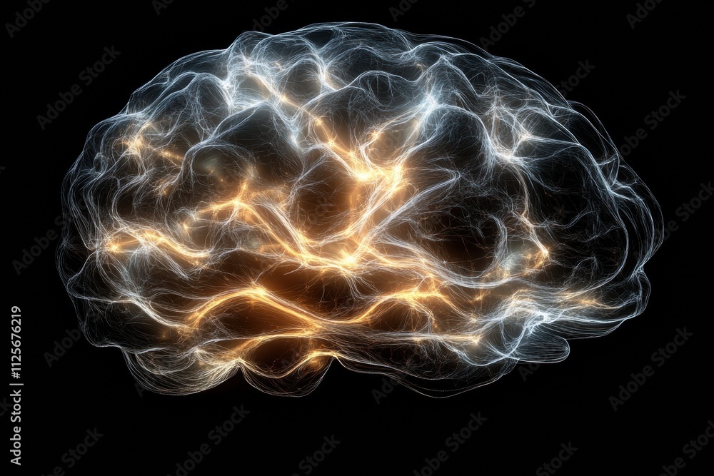 Poster An abstract representation showcases a human brain created with glowing neural networks and synapses against a dark background. Generative AI