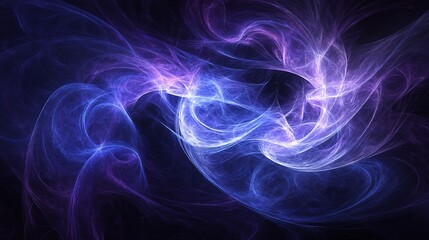 Dark Blue and Violet Abstract Waves Overlapping and Flowing