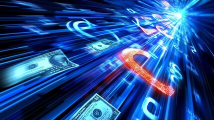 Dynamic flow of digital currency and financial transformation global network digital art futuristic environment abstract viewpoint