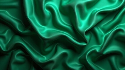 Obraz premium Luxurious Emerald Green Silk Fabric Drape, Deep Folds & Sheen