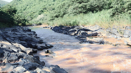 Beautiful landscape, late afternoon on the Araçuai River in the interior of Brazil
