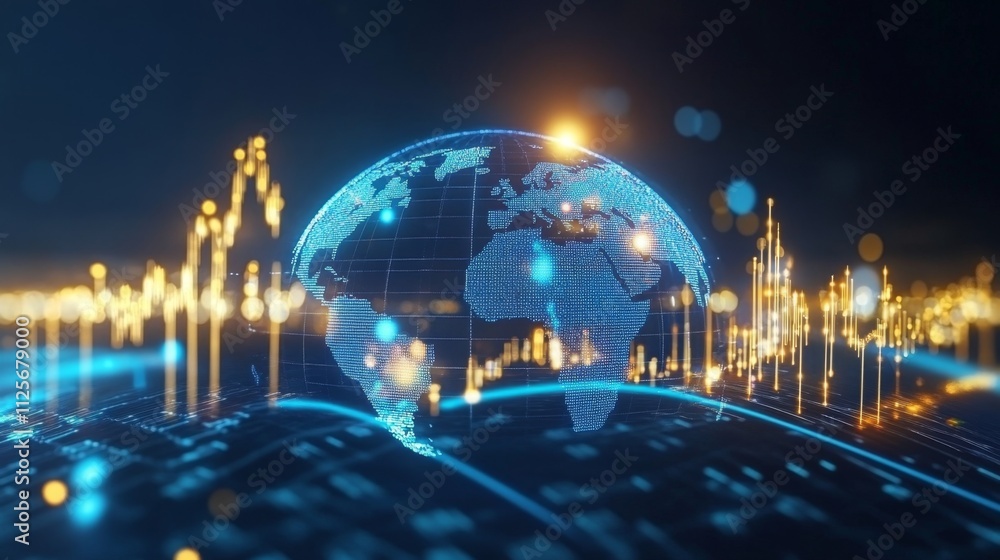 Poster global data visualization insights digital world infographic futuristic environment high-tech viewpo