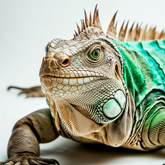 Obraz premium Green Iguana with Sharp Details in Natural Light