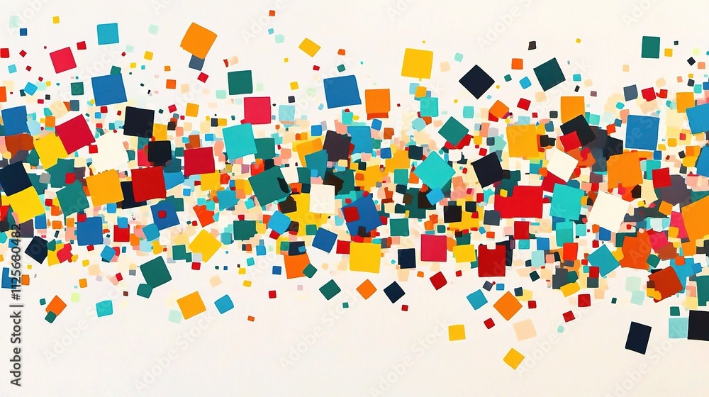 Poster colorful abstract pixel art design with dynamic squares and patterns