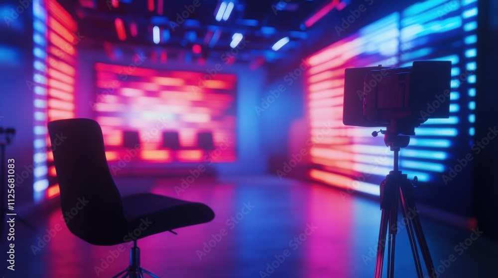 Poster interview recording captures a dynamic atmosphere in a conceptual television studio featuring innova