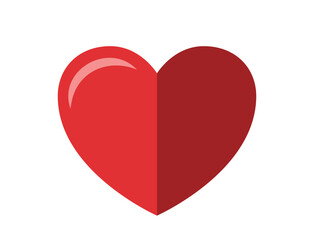 red heart illustration. love, romantic and valentines design element. isolated vector image in simple style