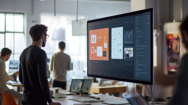 Team collaboration in a modern office urban workspace digital design creative environment professional viewpoint innovation concept