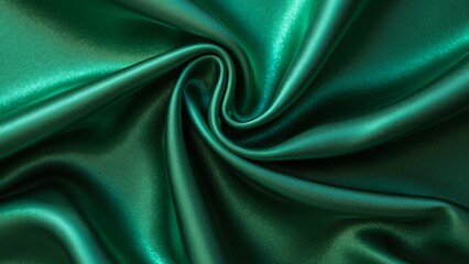 Luxurious Emerald Green Silk Fabric Texture, Close-up Drape