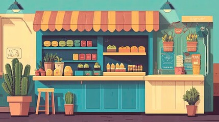 Naklejka premium online marketplace flat design front view digital shop animation Complementary Color Scheme