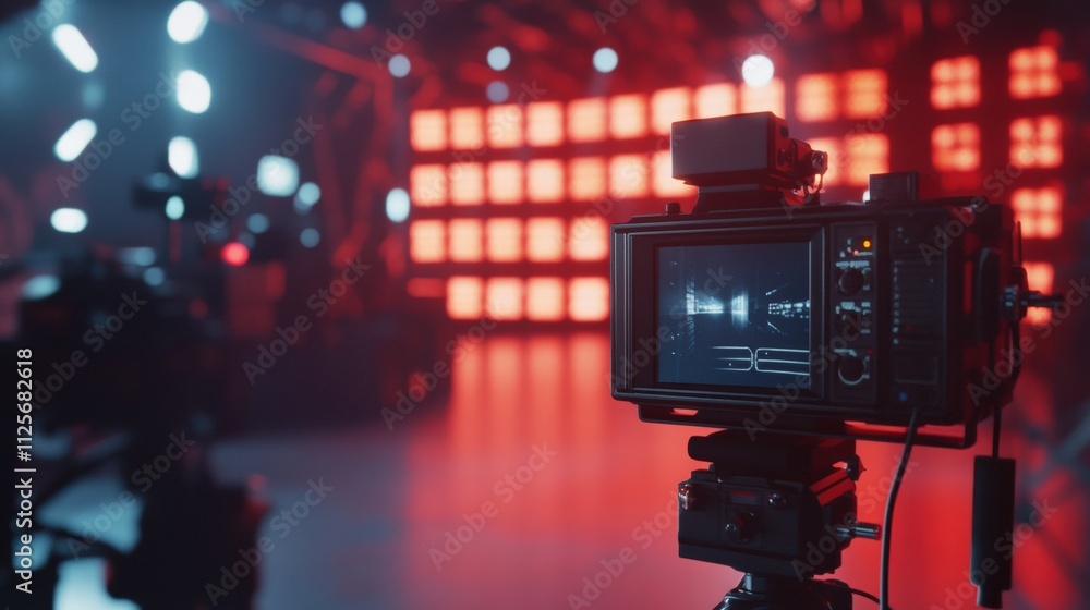 Aufkleber a television studio hosts an interview recording session with advanced media technologies, showcasin