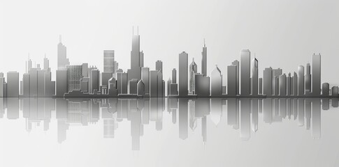 Fototapeta premium Cityscape Silhouette with Reflection