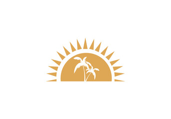 palm tree logo png template logo icon vector illustration