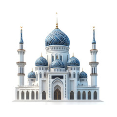 Obraz premium Beautiful Mosque with Blue Domes and Towers Design