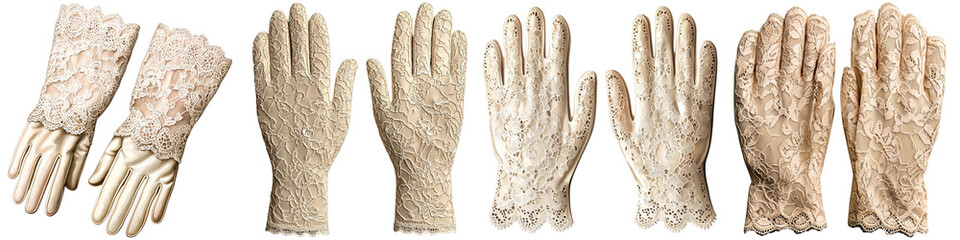 Wedding watercolor and ceremony handmade, A collection of ornate lace gloves displayed elegantly, showcasing intricate patterns and delicate craftsmanship.