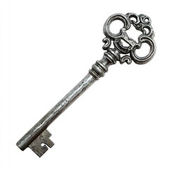 Ornate, antique, metal skeleton key.