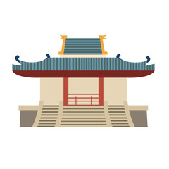 Naklejka premium Ancient asian house building vector image, asian traditional building facade clip art, flat design illustration