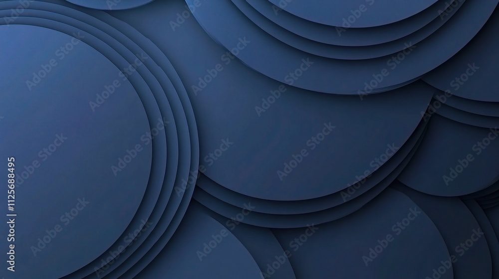 Poster intersecting lines and circles in dark blue tones abstract design
