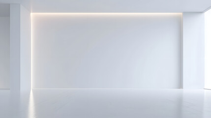 Fototapeta premium Minimalist white interior space with soft lighting, ideal for exhibitions or presentations.