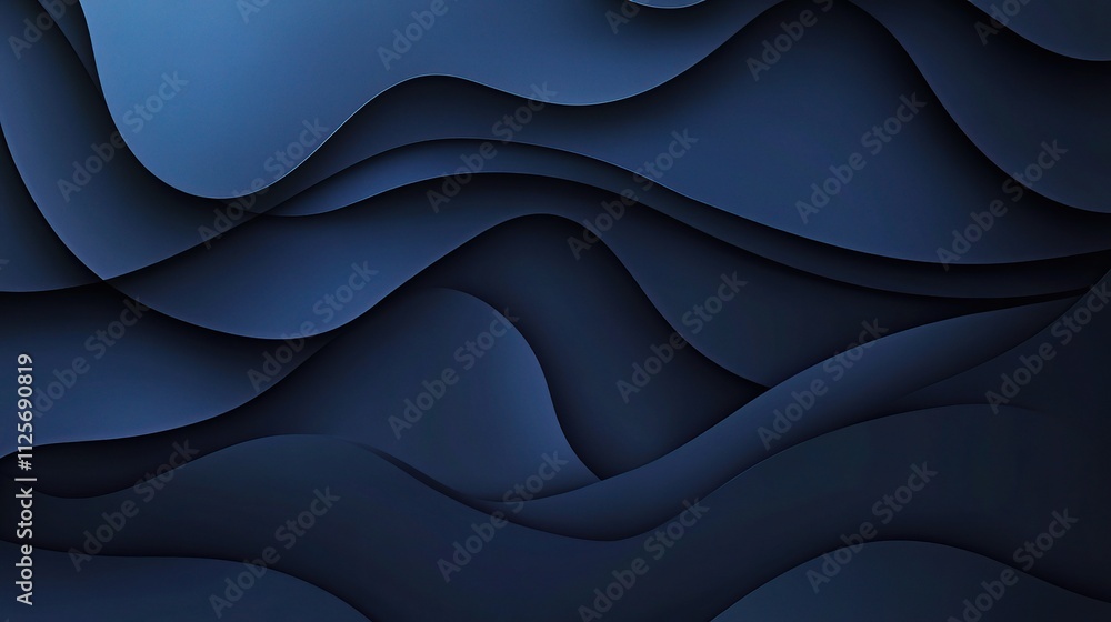 Poster abstract dark blue layers with curved lines and smooth texture