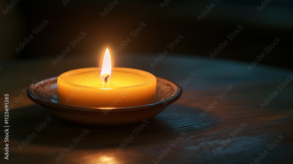Poster candlelit table setting with warm glow and soft ambiance