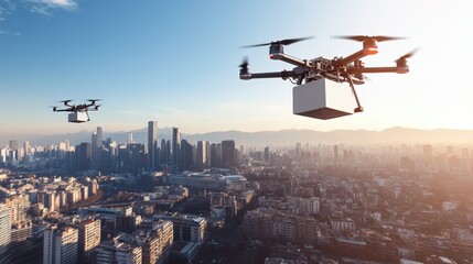 Drone delivery in urban landscapes technology in action aerial perspective city environment innovative solutions