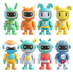 astronaut,  robot toys, alien and monster various styles and colors