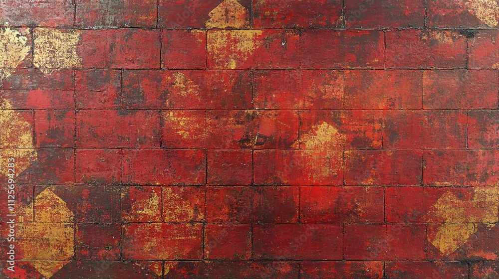 Poster textured red brick wall with intricate patterns and details