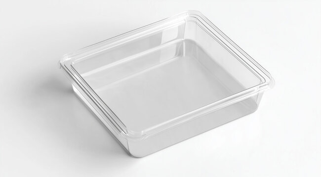 Empty Square Food Box Transparent: Overhead Angle for Minimalist Storage Display