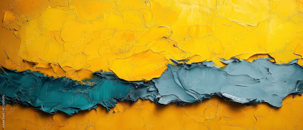 Poster abstract background with yellow and turquoise texture.