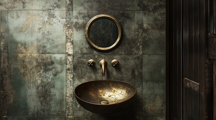 Muted Bronze Sink Photography, Elegant Minimalist Style for Modern Interiors