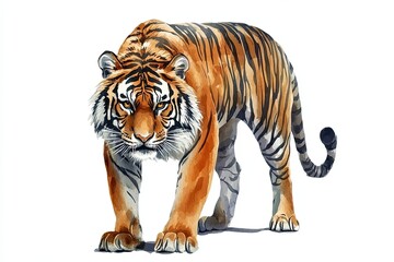 Obraz premium Majestic Bengal Tiger Walking Forward With Intense Gaze