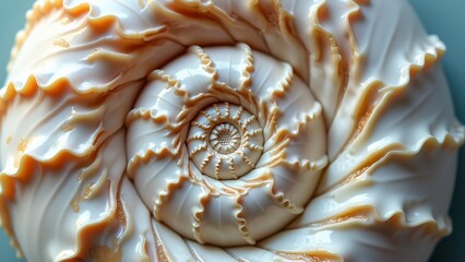 Intricate Seashell Spiral, Pearlescent Texture and Elegant Natural Beauty