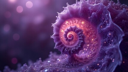 Obraz premium Surreal Purple Seashell, Dreamlike Spiral Crystal