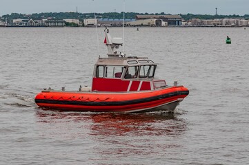 Towboat Cruising Around Baltimore Harbor, Maryland USA