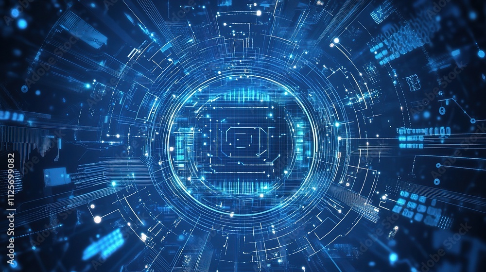 Poster abstract blue technology background with geometric patterns visual