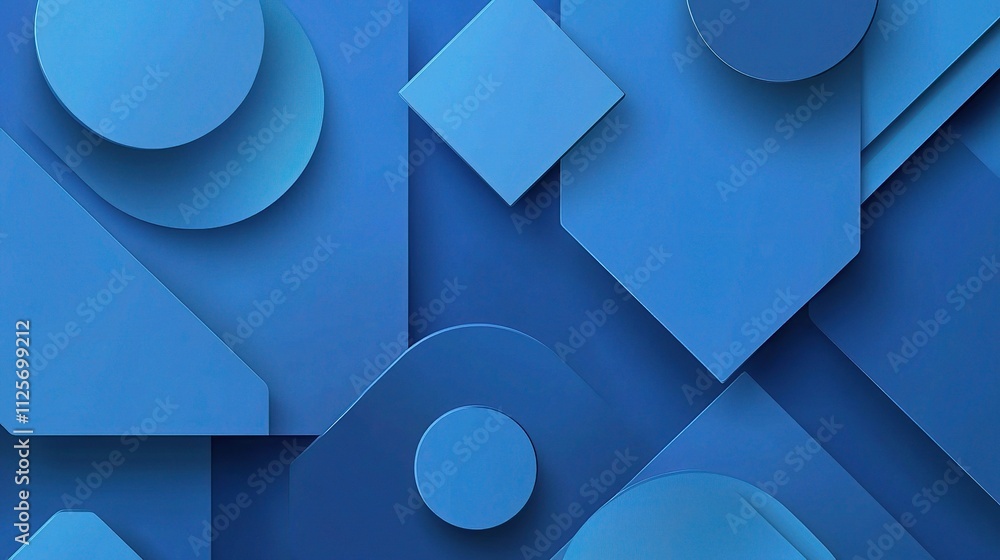 Poster blue abstract gradient background with geometric shapes and design elements