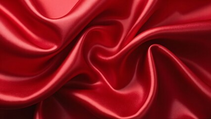 Obraz premium Luxurious Red Satin Fabric, Smooth, Glossy Drape Texture