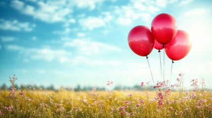 Bright and cheerful balloon family with happy expressions and vibrant hues symbolizing unity joy and celebration floating against a sunny backdrop