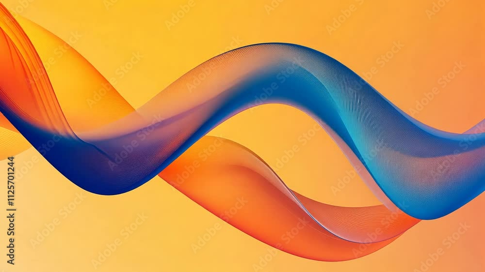 Poster colorful abstract wave pattern on orange gradient background
