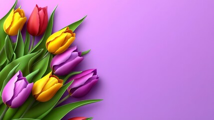 Gentle artistic background showcasing blooming tulips in soft hues blending seamlessly with abstract pastel colors evoking a sense of tranquility and springtime joy