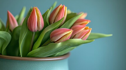 Abstract composition featuring tulips with colorful petals blending into a dreamy pastel background evoking a sense of serenity joy and the essence of spring